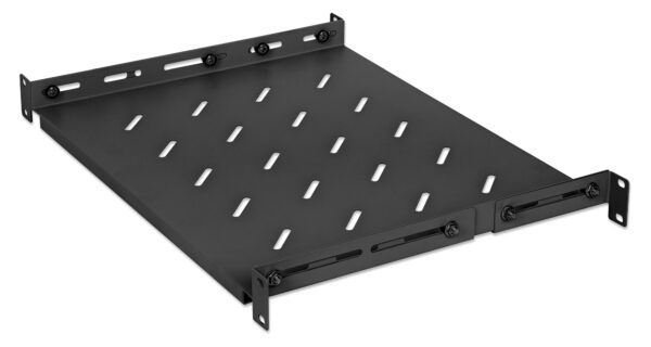 Mensola 19'' fissa con Profondità Regolabile da 350 a 550 mm 1U Nero