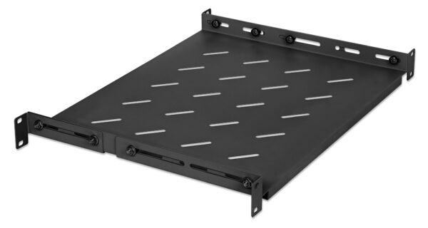 Mensola 19'' fissa con Profondità Regolabile da 350 a 550 mm 1U Nero - immagine 2