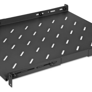Mensola 19'' fissa con Profondità Regolabile da 550 a 750 mm 1U Nero