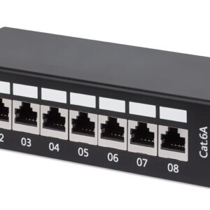 Pannello Patch 8 Posti Cat6A Schermato da Scrivania Nero