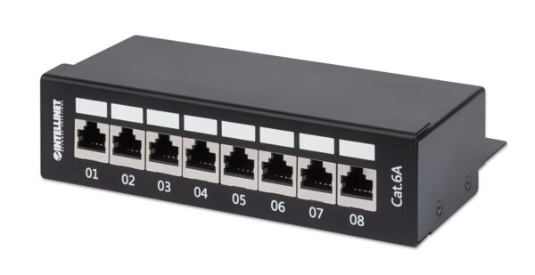 Pannello Patch 8 Posti Cat6A Schermato da Scrivania Nero
