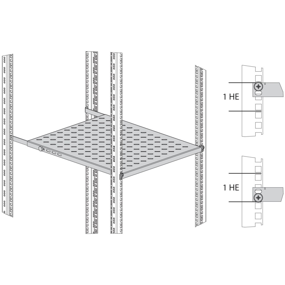 Mensola per Rack 19'' 350-450 mm 0.5U Nero 4 Punti - immagine 3