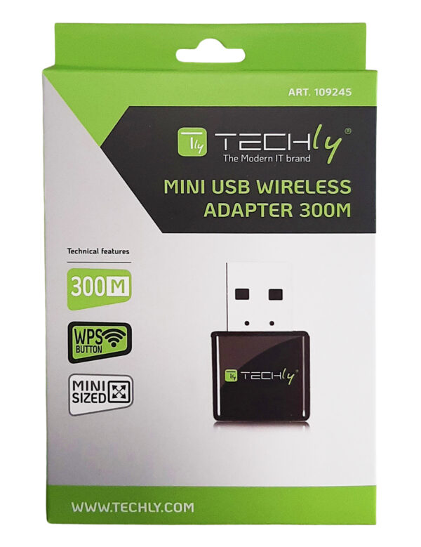 Mini Adattatore WiFi USB 2.4Ghz 300Mbps con tasto WPS - immagine 2