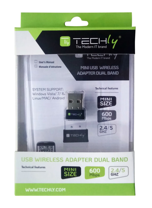 Mini Adattatore WiFi USB Dual Band MU-MIMO 2dBi 600Mbps - immagine 2