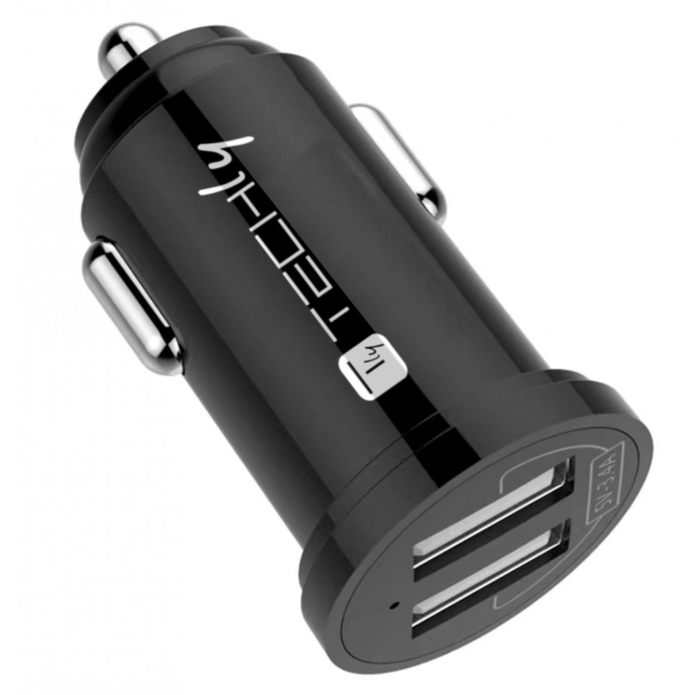 Mini Caricatore da Auto 2 Porte USB-A 12W/2.4A Nero - immagine 2