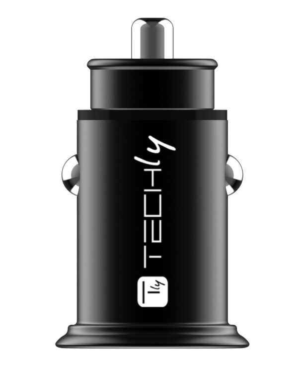 Mini Caricatore da Auto 2 Porte USB-A Ricarica veloce 36W Metallo Nero - immagine 3