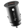 Mini Caricatore da Auto 2 Porte USB-A Ricarica veloce 36W Metallo Nero - immagine 2