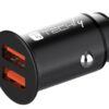 Mini Caricatore da Auto 2 Porte USB-A Ricarica veloce 36W Metallo Nero