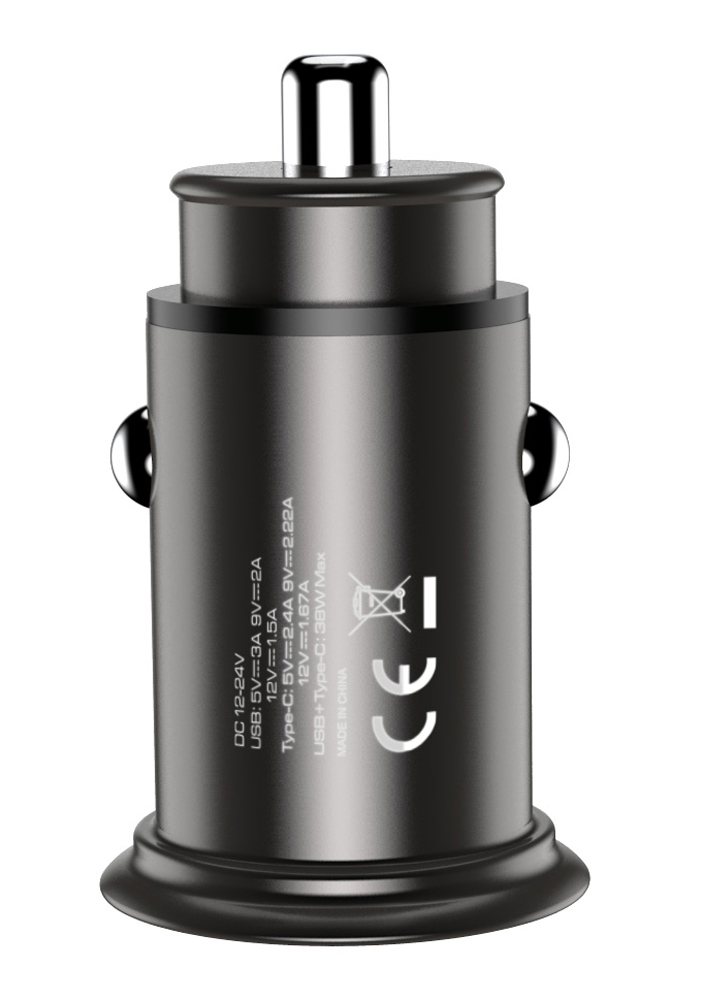 Mini Caricatore da Auto USB-A e USB-C™ Ricarica rapida 38W Metallo Nero - immagine 6