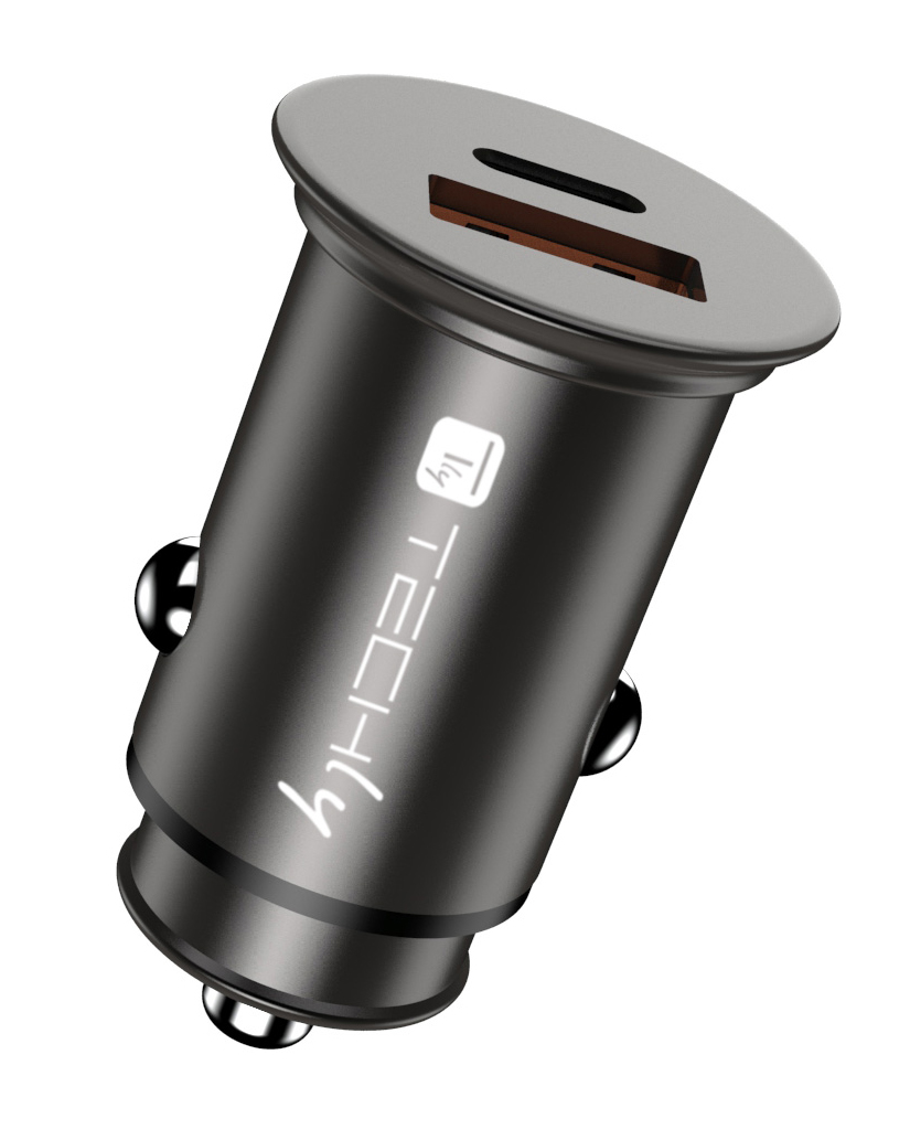 Mini Caricatore da Auto USB-A e USB-C™ Ricarica rapida 38W Metallo Nero - immagine 2