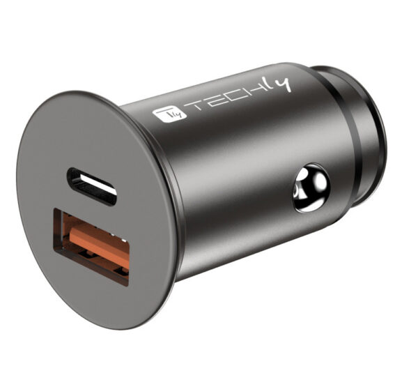 Mini Caricatore da Auto USB-A e USB-C™ Ricarica rapida 38W Metallo Nero