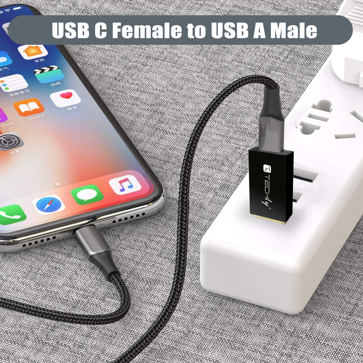 Adattatore Convertitore USB 3.0 USB A Maschio a USB-C™ Femmina Nero - immagine 5