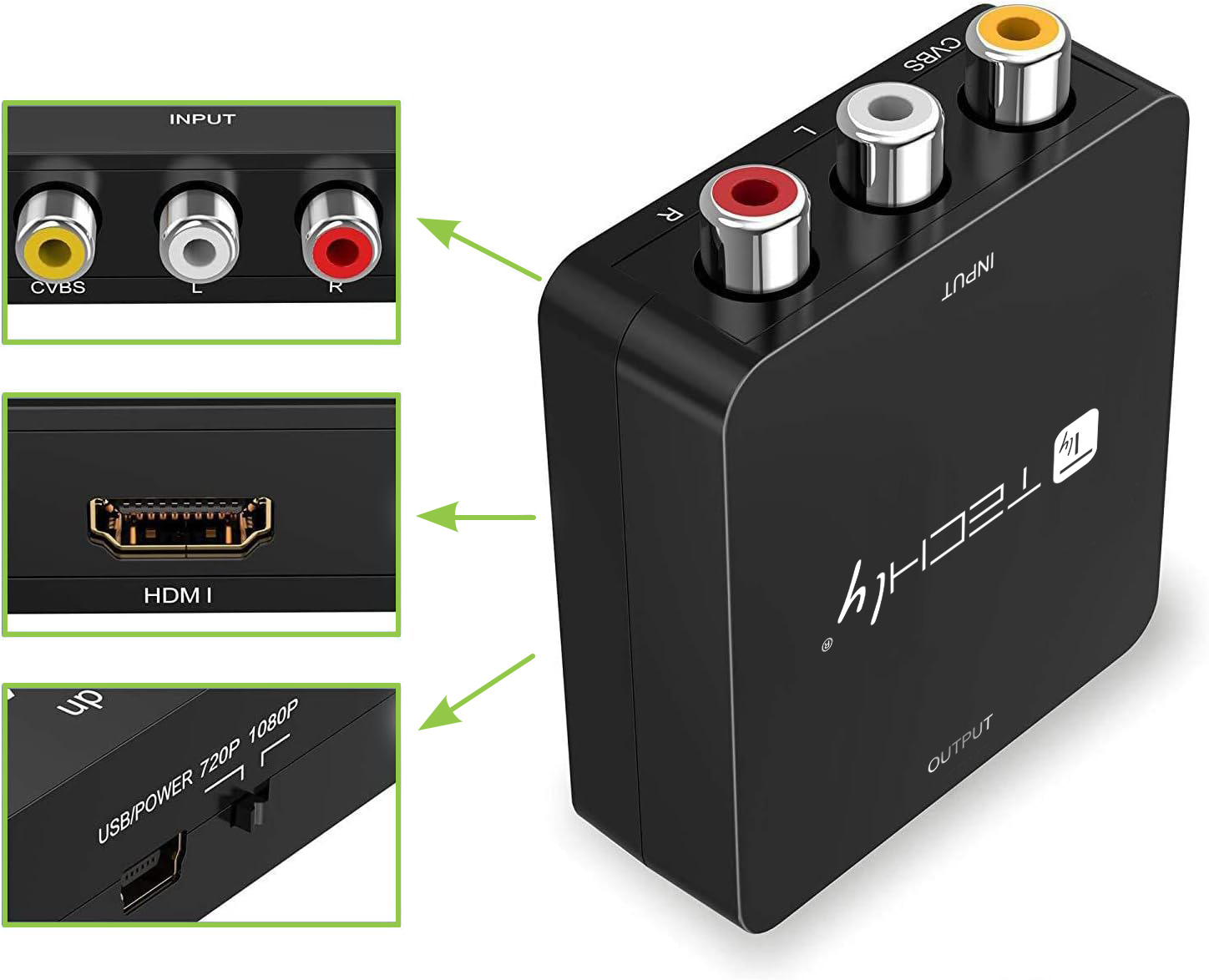 Mini Convertitore Video Composito a HDMI 720p 1080p con Cavo USB - immagine 3