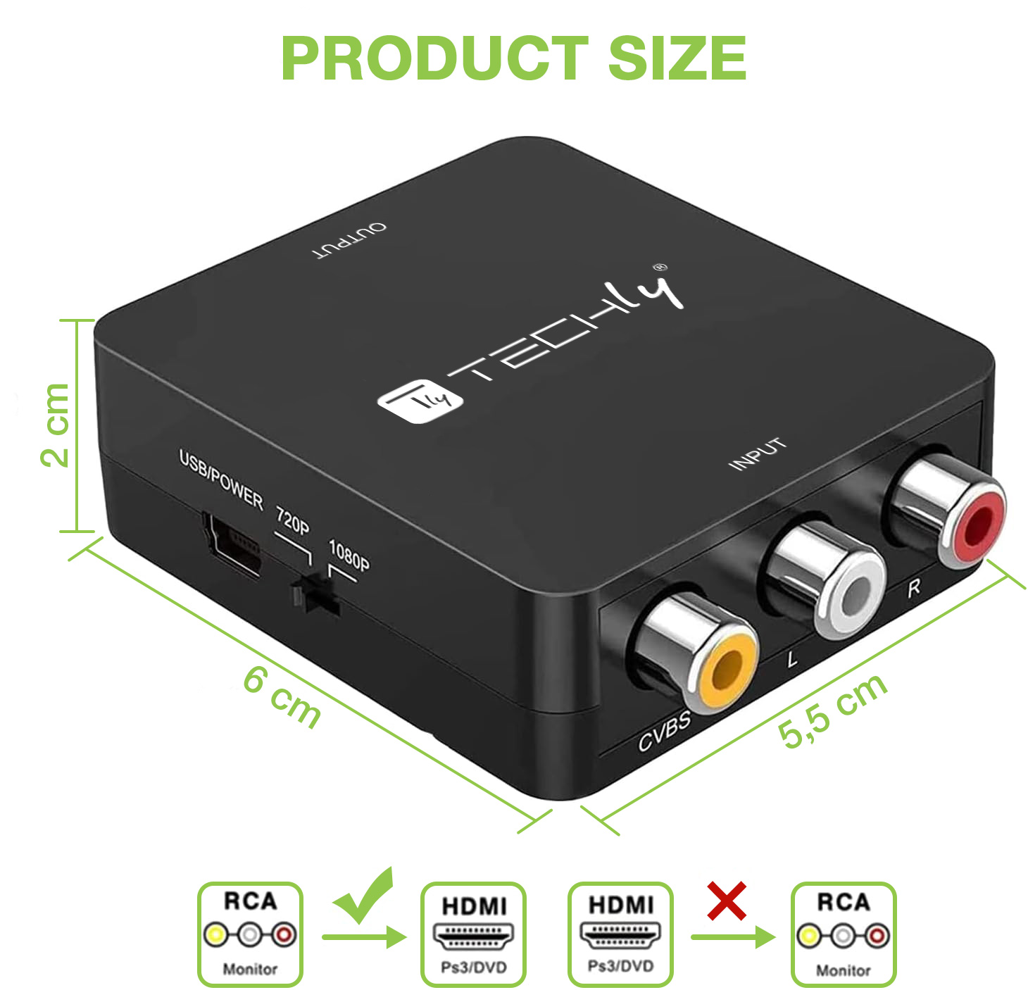 Mini Convertitore Video Composito a HDMI 720p 1080p con Cavo USB - immagine 6