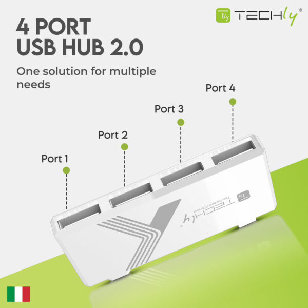 Mini Hub USB Hi Speed 4 Porte Bianco - immagine 3
