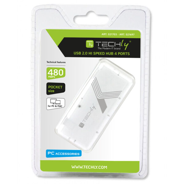 Mini Hub USB Hi Speed 4 Porte Bianco - immagine 2