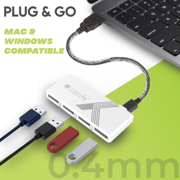 Mini Hub USB Hi Speed 4 Porte Bianco - immagine 5