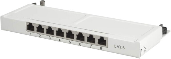 Mini Panello Patch Cat.6,  schermato, 0,5U, 8 Porte, Grigio - immagine 5