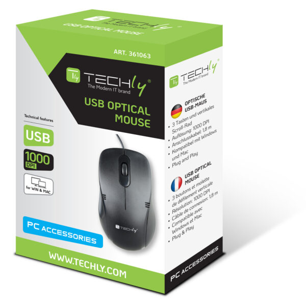 Mouse Ottico Standard USB 1000dpi Nero - immagine 2