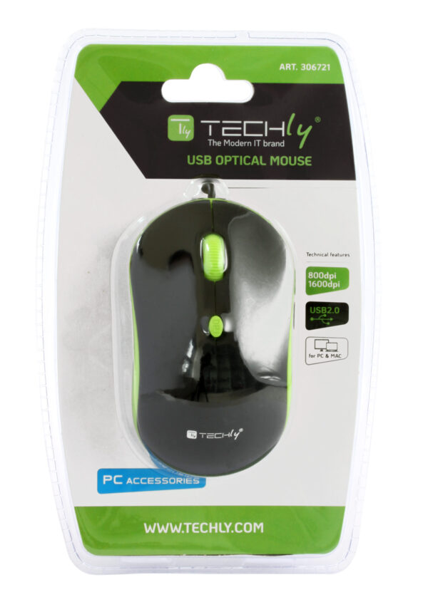Mouse Ottico USB 800-1600 dpi Nero/Verde - immagine 2