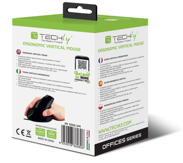 Mouse Verticale Ergonomico USB Nero - immagine 9