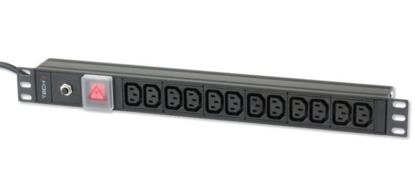 Multipresa 12 Posti VDE da Rack 19'' con Interruttore Spina C20 1U