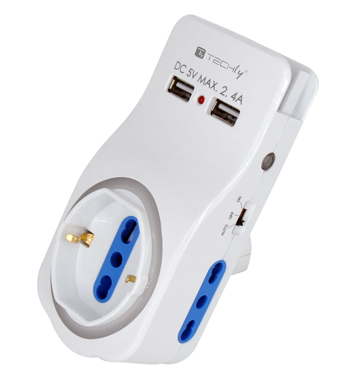 Multipresa 3 Posti e 2 Porte USB con Supporto per Smartphone e Luce Notturna - immagine 2