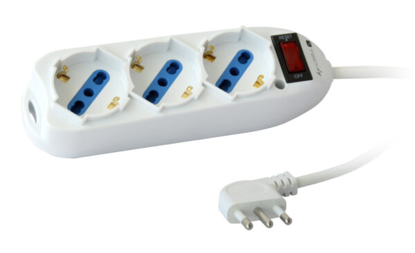 Multipresa 3 Posti Italiana Bipasso / Schuko con spina 10A - immagine 4