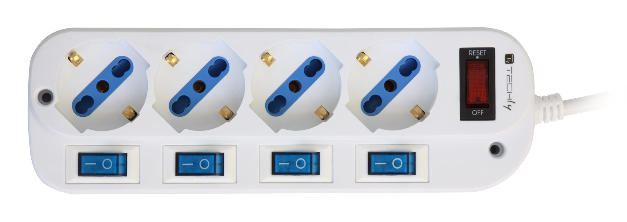 Multipresa 4 Posti Bipasso con Interruttori Indipendenti e Protezione da Sovraccarico - immagine 2