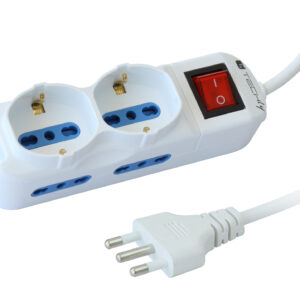 Multipresa 4 Posti Italiana Bipasso / 2 Schuko con Interruttore