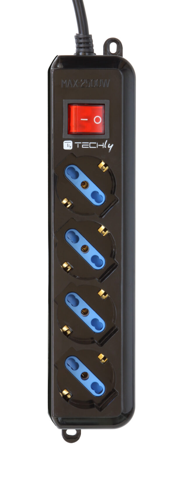 Multipresa 4 Posti Italiana Bipasso con Interruttore Nero - immagine 2
