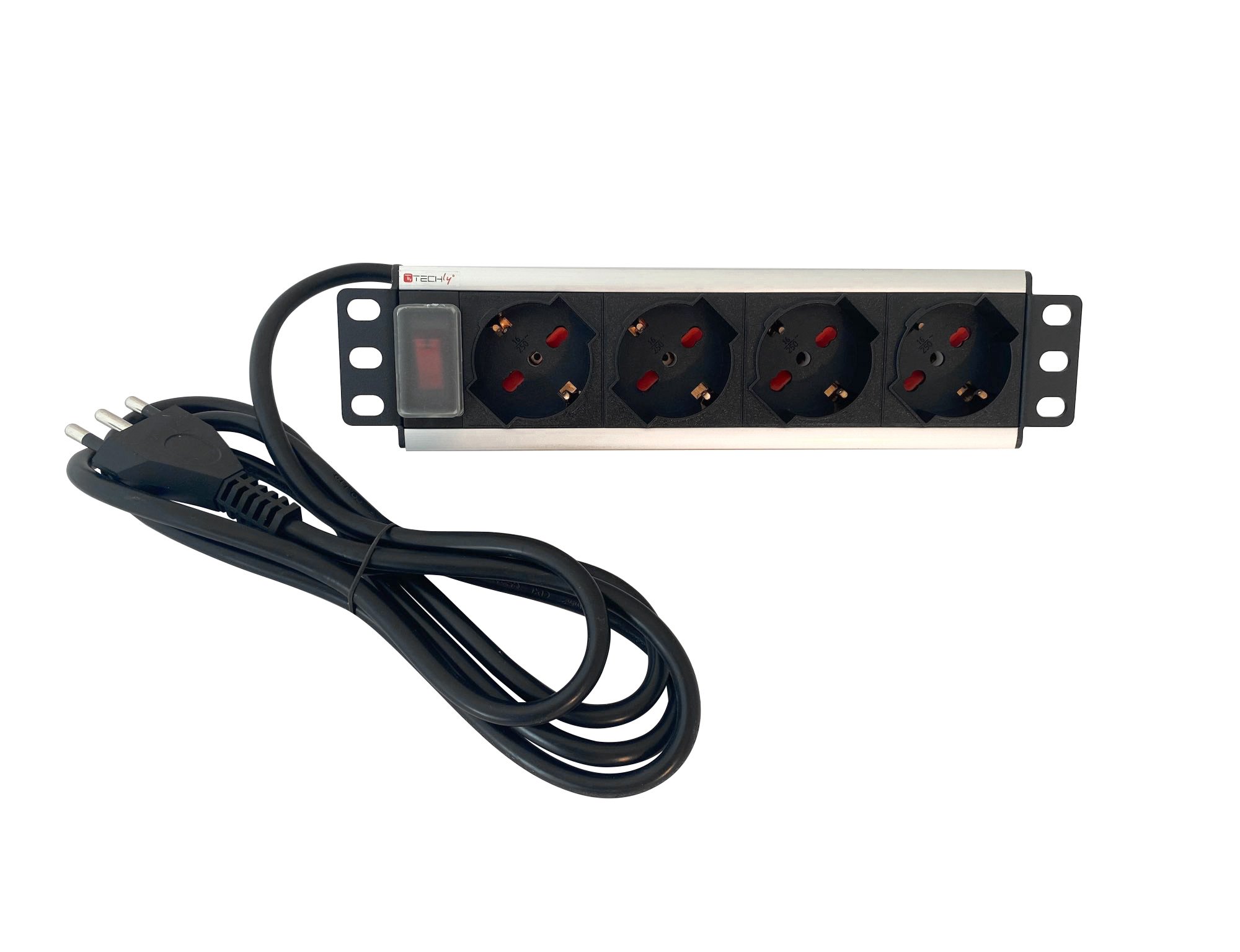 Multipresa 4 posti UNEL da Rack 10'' con Interruttore Spina Italiana 1,5U - immagine 4