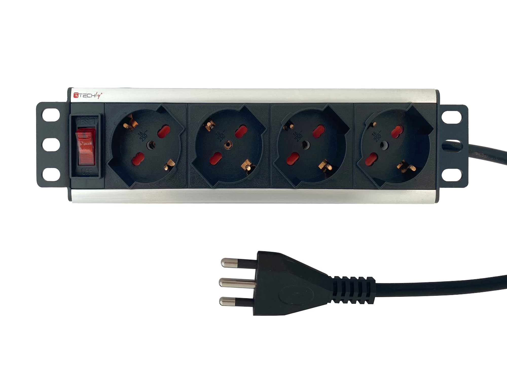 Multipresa 4 posti UNEL da Rack 10'' con Interruttore Spina Italiana 1,5U - immagine 2