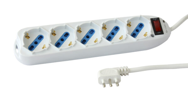 Multipresa 5 Posti Italiana Bipasso / Schuko con spina 10A - immagine 2