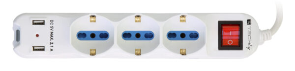 Multipresa 6 Posti Italiana Bipasso con 2 Prese USB Bianca - immagine 4
