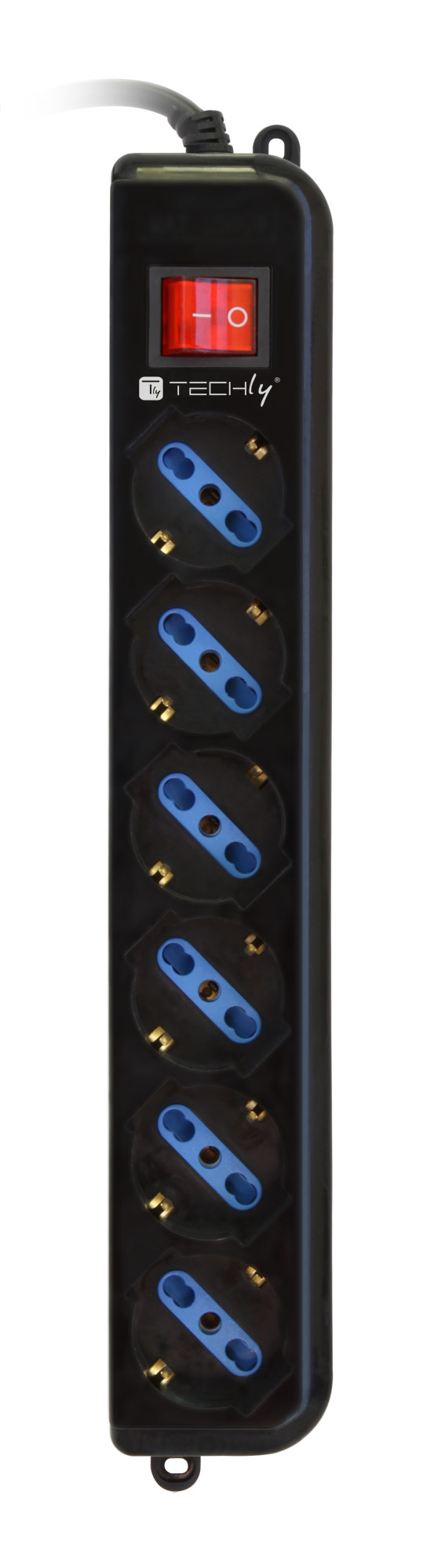 Multipresa 6 Posti Italiana Bipasso con Interruttore Cavo 3 metri Nero - immagine 3