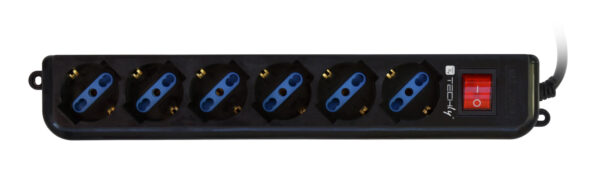 Multipresa 6 Posti Italiana Bipasso con Interruttore Cavo 3 metri Nero - immagine 5