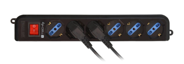 Multipresa 6 Posti Italiana Bipasso con Interruttore Cavo 3 metri Nero - immagine 6