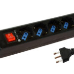 Multipresa 6 Posti Italiana Bipasso con Interruttore Nero