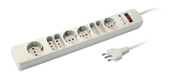 Multipresa 8 Posti Italiana 10A / Schuko Grigio