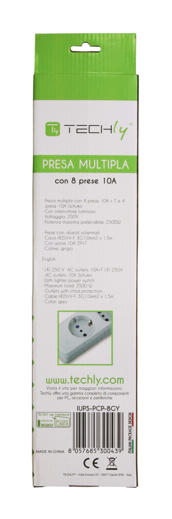 Multipresa 8 Posti Italiana 10A / Schuko Grigio - immagine 8