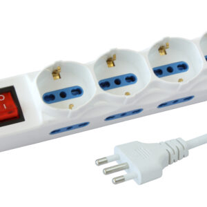 Multipresa 8 Posti Italiana Bipasso / 4 Schuko con Interruttore