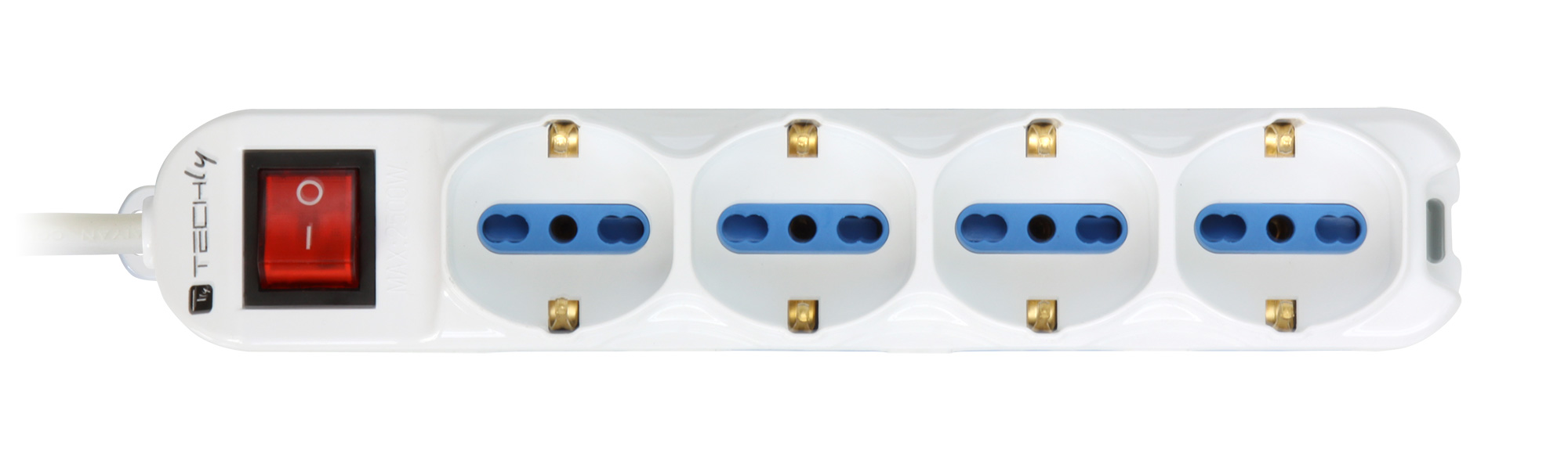 Multipresa 8 Posti Italiana Bipasso / 4 Schuko con Interruttore - immagine 3