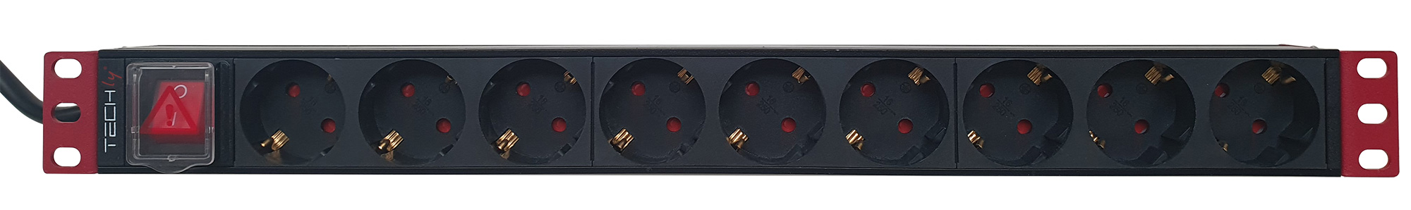 Multipresa 9 Posti da Rack 19'' con Interruttore Spina Schuko Angolata 1U