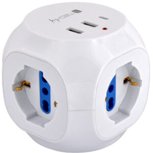 Multipresa a Cubo 3 Posti con 2 Porte USB-A e 1 USB-C™ QC3.0