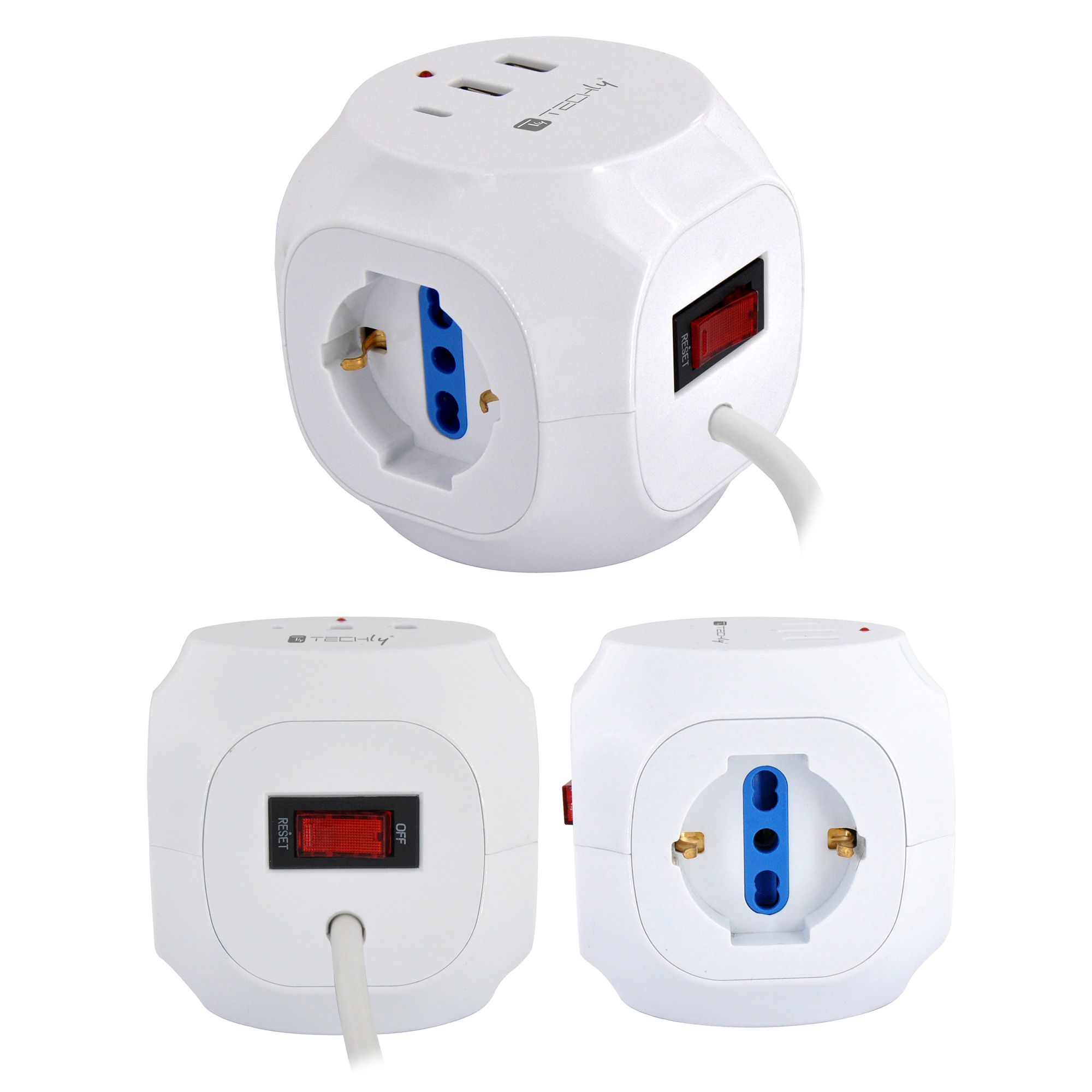 Multipresa a Cubo 3 Posti con 2 Porte USB-A e 1 USB-C™ QC3.0 - immagine 2