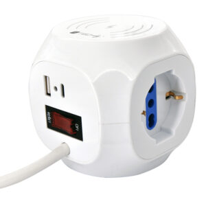 Multipresa a Cubo 4 Posti con USB-A e USB-C™ QC3.0 e Ricarica Wireless
