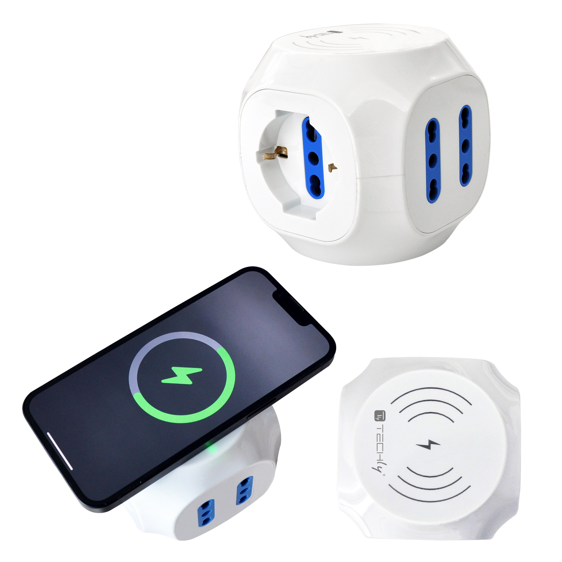 Multipresa a Cubo 4 Posti con USB-A e USB-C™ QC3.0 e Ricarica Wireless - immagine 2