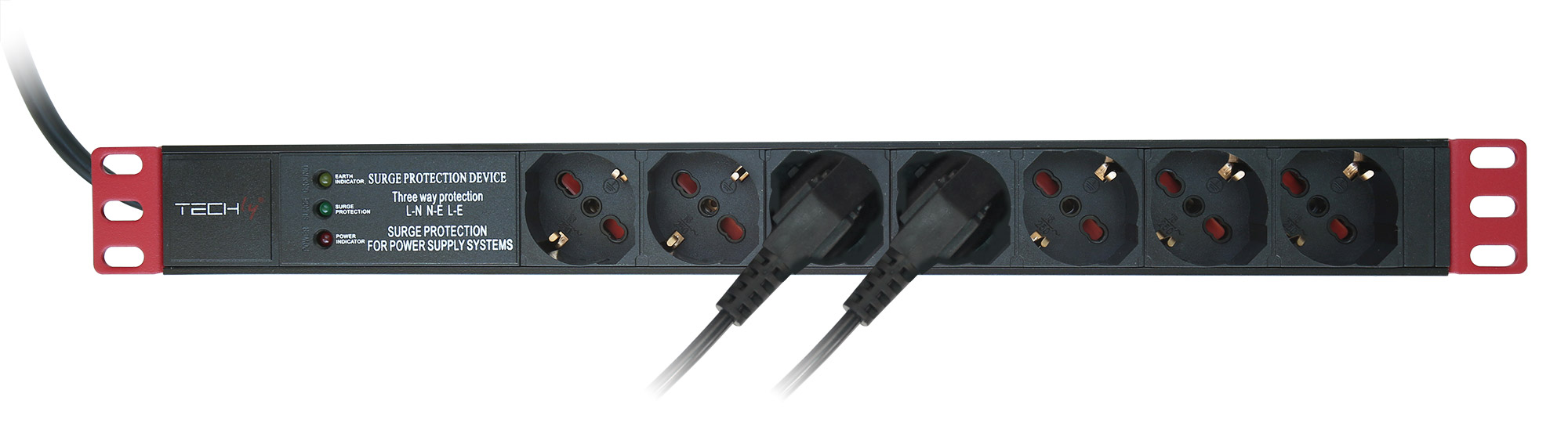 Multipresa 7 Posti da Rack 19'' con Filtro di Protezione 3 LED Spina Italiana 1U - immagine 3