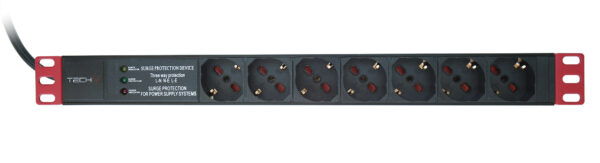 Multipresa 7 Posti da Rack 19'' con Filtro di Protezione 3 LED Spina Italiana 1U - immagine 2